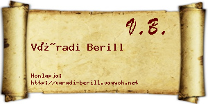 Váradi Berill névjegykártya